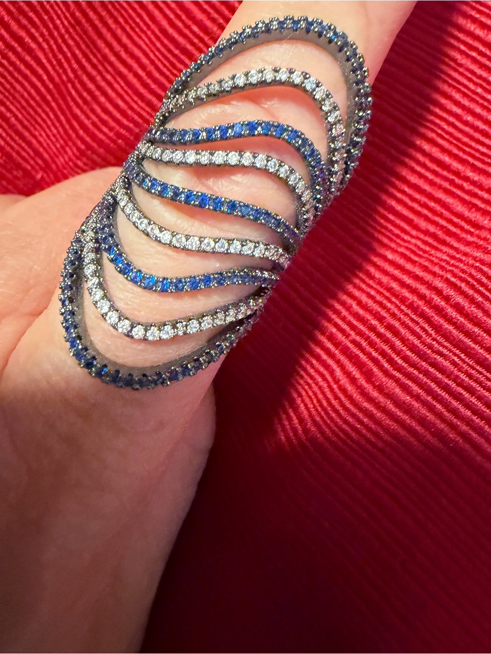 Park Lane Blue & Clear Crystal Statement Ring Size 9 New